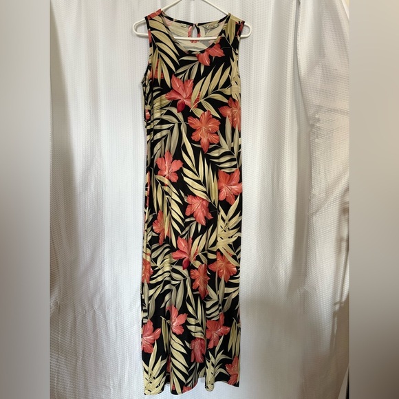 Tommy Bahama silk multicolored floral print full sleeveless dress size medium - Picture 1 of 6